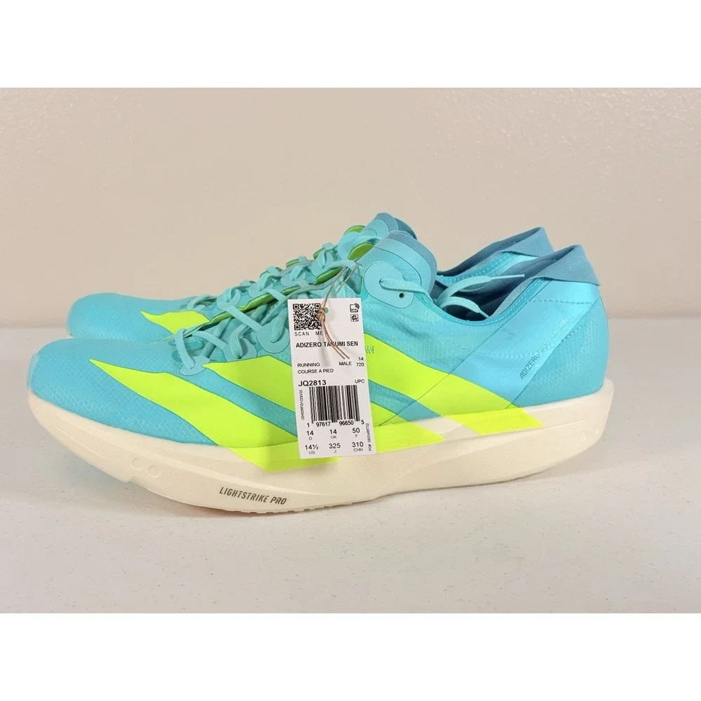 Adidas ADIZERO Takumi SEN 11 Men's Size 14.5 Blue Mint/Yellow/White JQ2813